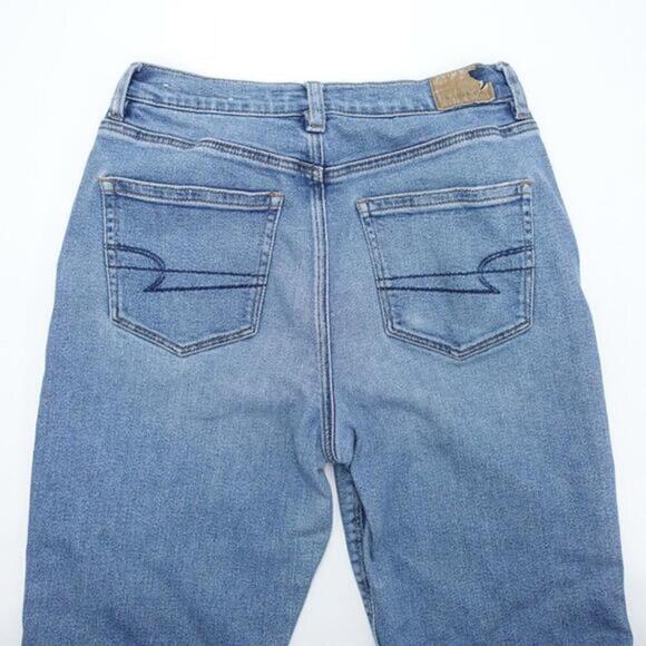 American Eagle Outfitters Jeans Women's 4 Blue Denim Stretch Button Fly Straight - Picture 2 of 9